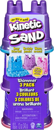 Kinetic Sand Shimmers 3-Pack Set with molds and 12oz Kinetic Sand
