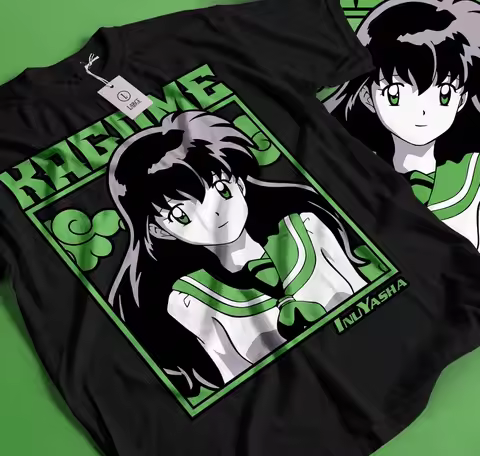 Inuyasha Single Sided T-shirt Kagome Higurashi Sailor Uniform Anime Print Oversized Cotton Tee For C