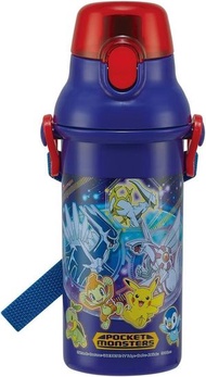 日本製寵物小精靈水壼瓶 兒童水樽 480ml 直飲 Pokemon 比卡超 戶外旅行超輕一按式直飲兒童水樽水瓶水壺 (Blue) 平行進口
