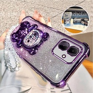 Casing for Infinix Smart 10, Tecno Spark GO 2 Pop 10 Luxury Sparkly Glitter Phone Case Wrist Strap c
