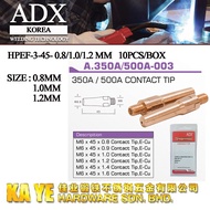 ADX PANA 350/500A  CONTACT TIP MIG TORCH 0.8/1.0/1.2 mm (HPEF-3-45- 0.8/1.0/1.2 mm)   10pcs/box