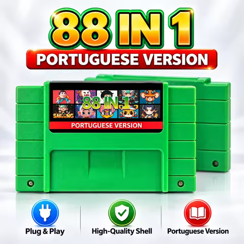 Super 88 In 1 Portuguese Game Cartridge Multi Game Card Green For SNES US NTSC 16 Bit Video Game Con