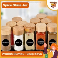 KAYU Grocery 45 - Spice Jar Spice Container Wooden Lid Spice Jar Glass Jar Premium Spice Jar Glass J