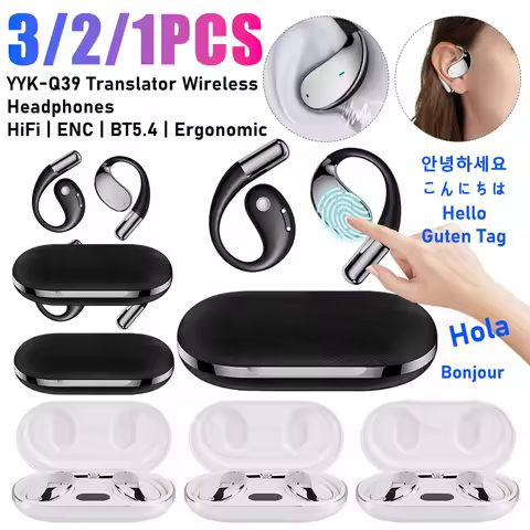 3/1PCS YYK-Q39 Bluetooth Earphone BT5.4 Translator Earbuds Touch AI Translators IP54 ENS Noise Reduc