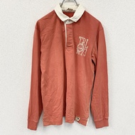 Timberland長袖 polo 衫/橄欖球衫，橘色，M 碼，古著。