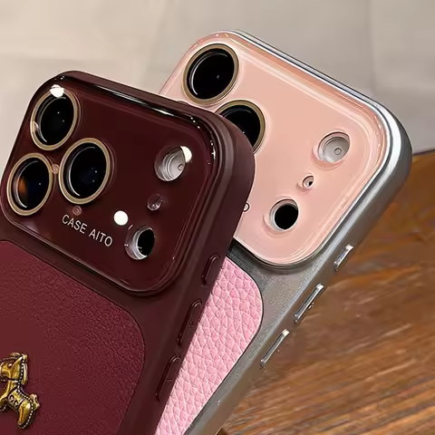 Cute Pony Glass Large Window Litchi Leather Case for iPhone 17 16 15 14 Pro Max iPhone 13 Shockproof