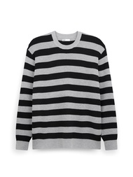 AIIZ (เอ ทู แซด) - AIIZ เสื้อสเวตเตอร์ผู้ชายทอริบทอลายทาง AIIZ Mens Striped Ribbed-Knit Sweater