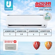 Acson Air Conditioner / Air Cond Inverter R32 1.0HP/1.5HP/2.0HP/2.5HP A3WMY10N/15N/20N/25N with WIFI adaptor  + My Eco