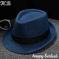 Topi Koboy Laken Pria Dewasa Fedora Koboi Tompi Vintage Cowboy Cap Coboy Jazz Panama Keren Jerami Po