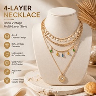 Bohemian Sequin Necklace Bohemian Style Crystal Chain Necklace Multi-Strand Chain Necklace