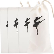 4Pcs Canvas Dance Shoe Bags Drawstring Storage Pouch for Ballet Pointe Shoes Durable Lightweight Org