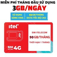 ( GIÁ RẺ BẤT NGỜ) Sim Itelecom Mạng Vinaphone gói 3GB/ngày (900GB/tháng) chỉ với 79k/tháng Vina 4G .