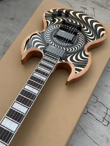 Custom High-End Electric Guitar Natural Finish Active EMG Style Pickups Equipped Guitar for Performe