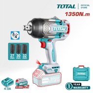 TOTAL Tools Cordless Impact Wrench + Battery + Charger + Sockets (20V / 1350Nm / 3/4" / Brushless) T