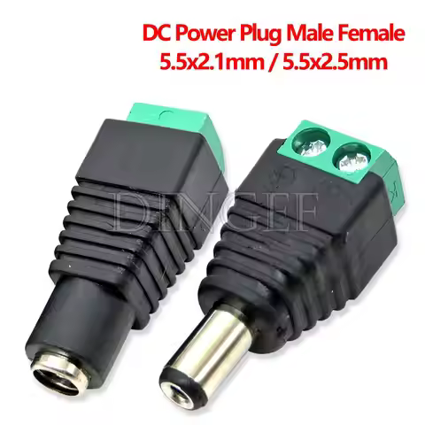5PCS Male and female DC Power plug 5.5 x 2.1MM 5.5*2.5MM 12V 24V Jack Adapter Connector Plug CCTV 5.