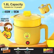 18CM STAINLESS STEEL Electric Cooker Pot Multifunction Cooking Pan with Steamer Tray / Periuk Memasa