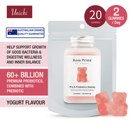 Unichi Rosa Prima Pre &amp; Probiotics Gummy Improve Digestive Health And Gastrointestinal Health Maintain Healthy Digestion And Restore Beneficial Gut Floradaily Probiotic And Prebiotic Intake 20 Gummies / Exp : Dec-2024