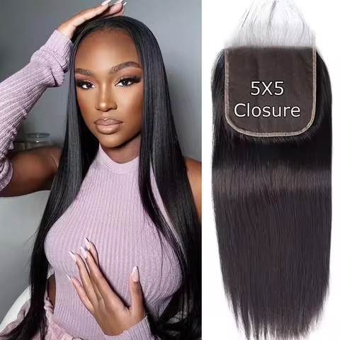 5x5 Straight Lace Frontal Closure Black Color 5x5 Transparent Lace 10/12/14/16/18/20/22/24 inch