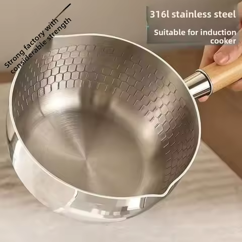 Food grade snow flat pot, stainless steel milk pot, non stick pot, baby food pot, instant noodle pot