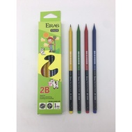 [ERASVN] Combo of 6 premium 2B Pencils with Eras E628 eraser tip