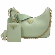 PRADA 普拉達 Re-Edition 2005 二合一腋下包 皮革 薄荷綠 金釦
