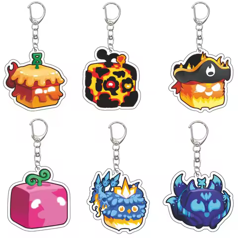 55MM Anime Blox Fruits Keychain Magma Fruit Dragon Fruit Flame Fruit Kitsune Fruit Acrylic Keychain