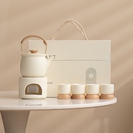 New Product [Kuka|Kuka] Creamy Yellow Teapot Tea Set, With Candle Heating, Ceramic Warming Table, Ov