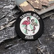 [Custom Velcro patch] AE.Embroidered Aruba Flamingo Beach themed tactical gear morale patch 3D Velcr