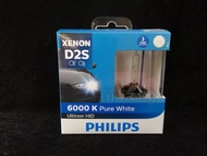 Philips หลอดไฟหน้ารถยนต์ Xenon HID Pure White 6000K D2S แท้ 100% 2 หลอด/กล่อง รับประกัน 1 ปี จัดส่งฟ