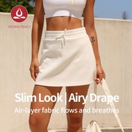 MOVING PEACH Women Tennis Skirts High-Rise A-line Sports Skirts Adjustable waist string Skirts With 