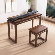 New Chinese-style elm wood guqin table, resonant guqin table with stool, solid wood guzheng table, t