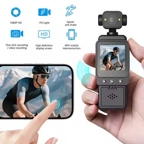 DV01 1080p 8K Handheld Sports Camera 180 ° Rotating Mini Portable Anti-shake Camera HD Display WiFi 