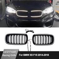 LED luminous Racing Grills for BMW BMW X5 F15 2014-2018 xDrive 30i 35d 40i M50i OEM Style Black Fron