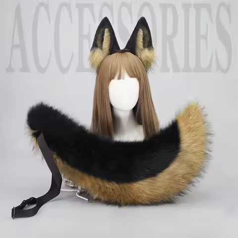 Cosplay Wolf Dog Ears HairBand Ears Beast Tail Dress Up Party Headdress Black-backed Wolf Ears Headb