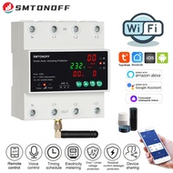 Tuya WiFi Three Phase 4P 100A Auto recolseing Switch Energy meter Over Under Voltage Protector Prepaid Meter Timer Switch Voice Remote Control