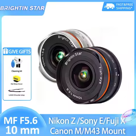 Brightin Star 10mm F5.6 APS-C Wide Angle Fisheye Prime Manual Focus Lens for Sony E FE Canon EOS M F