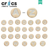 ◐✾☎ crocs Jibbitz charms letter A-Z ตัวติดรองเท้าหัวโต แท้ จี้ตัวอักษรภาษาอังกฤษ A-Z โลหะ สีทอง สําหรับตกแต่งรองเท้า DIY