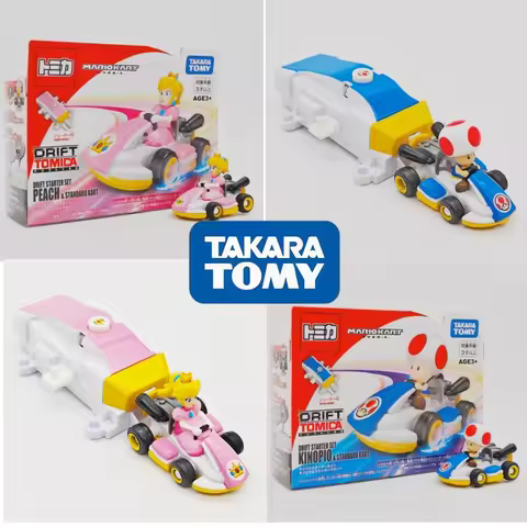 TAKARA TOMY Tomica Drift Mario Kart Starter Set with Toad and Peach Racing Cars Car toys, children's