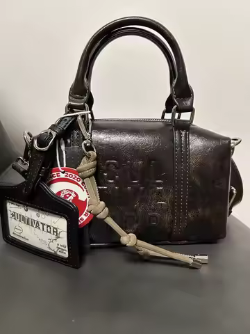 JIAERDI Women's Vintage Style Boston Handbag with Card Slot Trendy Multifunctional Leather Shoulder 