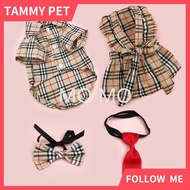 Dog Cat Couple Shirt Dress Khaki Checkered Plaid Pet Clothes for Birthday Wedding Shih Tzu Dog Cloth