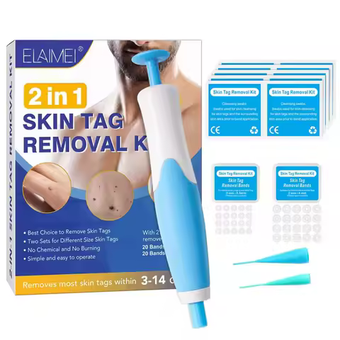 2 In1 Painless Auto Skin Tag Mole Wart Removal Kit Cleaning Tools Face Skin Care Body Wart Dot Treat
