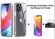 iPhone 12 Pro Max mini Slim Shockproof Case 4X Anti-Shock Performance With Clear Tempered Glass Screen and Lens  Protector For iPhone 12 Pro Max, 12 Pro, 12, 12 mini 4倍防撞貼身電話套配透明屏幕及鏡頭玻璃保護貼+$1包郵