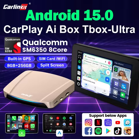 CarlinKit CarPlay Ai Box Android 15 Ultra SM6350 8 cores 8G+256G Smart Android TV Box Wireless CarPl
