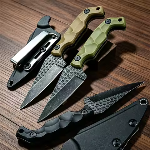 Portable Multifunctional Fixed Blade Survival Knife 8Cr13Mov Steel Nylon Grip Handle Outdoor Camping