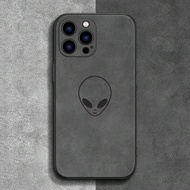 เคสโทรศัพท์ป้องกัน TPU คุณภาพสูงดีไซน์หัวเอเลี่ยนหนังแกะสีพื้น 1 ชิ้น เข้ากันได้กับ iPhone 11/12/13/