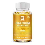 BEWORTHS 4-in-1 Calcium 600 Mg with Vitamin D3 K2 B12 Capsules for Bone Strength Heart Health Immune Support Nerve &amp; Muscle Function for Women &amp; Men