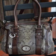 Fossil Maddox Snake Skin Satchel