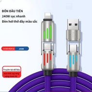 Cáp Sạc 4 Trong 1 Sạc Nhanh 240W LED RGB Cáp sạc nhanh 240W Cáp Sạc Nhanh USB 4.0 C-C TAVHF (5A 240W
