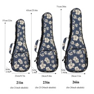 【Clearance sale】 21 / 23 / 26 Inch Soft 4 Strings Guitar Case Hawaiian Flowers Ukulele Gig Bag With 10mm Sponge Padding