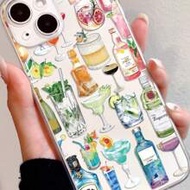 1pc Transparent TPU Phone Case With Assorted Cocktail Patterns, Anti-Fingerprint, Compatible With IP
